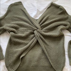 Green twist back sweater